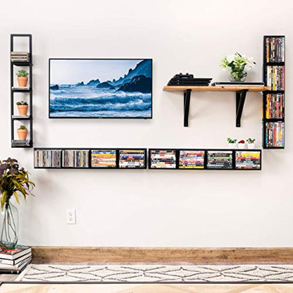 You Have Space CD DVD Storage Shelf for Wall, 34 Inch Cube Storage Media Shelf and Video Game Organizer, Metal Black Wall Shelf