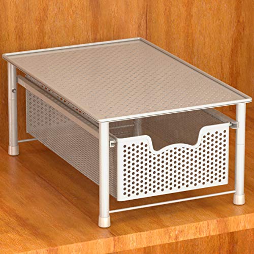 Simple Houseware Stackable Cabinet Basket Drawer Organizer, White - color: White, size: 1-Tier