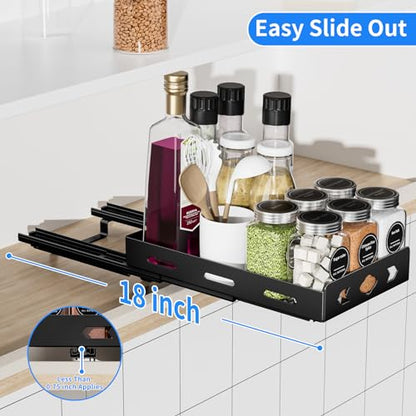 BOIVSHI Pull Out Spice Rack Organizer for Cabinet, Heavy Duty - Sliding Spice Rack, Vertical Spice Rack for Kitchen, Cabinet, Cupboard, Pantry (6.3''Wx10.5''Dx2.8''H, Metal Black) - size: 6.3''Wx10.5''Dx2.8''H,1 Tier