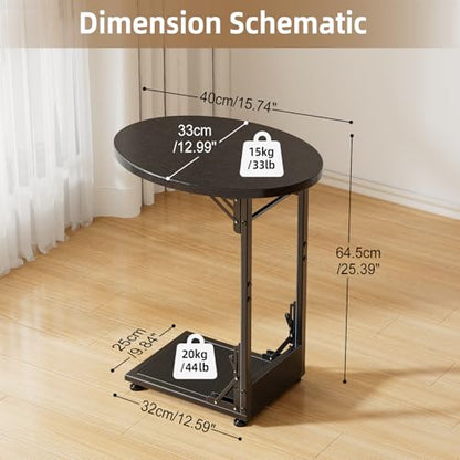 Elbourn Folding Side Table End Couch Tables, C-Shaped End Table for Living Room, Small End Table for Bedroom, Coffee Table (Black) - size: Black