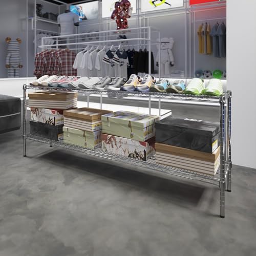 14" Deep x 72" Wide x 27" Height Wire Shelving Kit | 2-Tier | NSF Commercial Storage Rack Unit - size: 14" Deep x 72" Wide