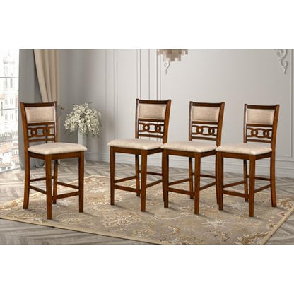 New Classic Furniture Gia Counter Dining Chair (Set of Four), Light Brown Fabric Upholstered Seat & Back Rest, Cherry Brown - color: Cherry, size: Set of 4, style: Counter Chair
