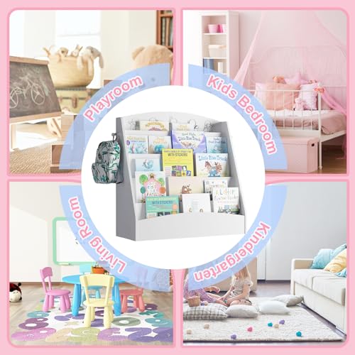 NACHES 5-Tier Kids Bookshelf - Toddler Book Display Shelves, Montessori Bookshelf for Kindergarten, Nursery, Bedrooms, Classrooms - Wooden Children Book Display (White) - color: White