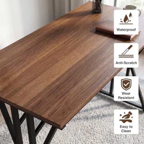 YOUDENOVA 32 Inch Small Computer Desk for Home Office, Gaming Writing Desk for Bedroom Modern Study Work Table Simple Style Workstation with Triangle Reinforcement Structure,Brown