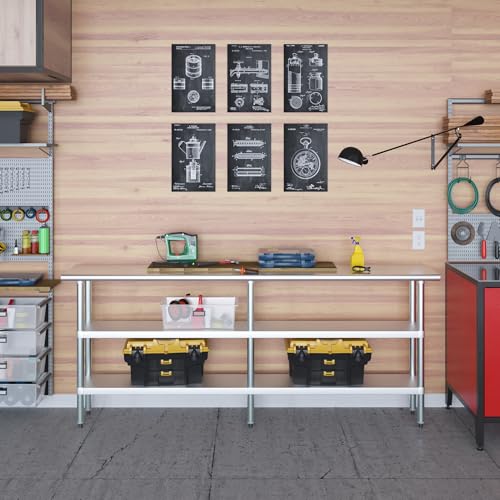 Stainless Steel Work Table with 2 Shelves | Metal Utility Table | Commercial & Residential NSF Utility (Stainless Steel Table with 2 Shelves, 84" Long x 14" Deep) - size: 84" Long x 14" Deep