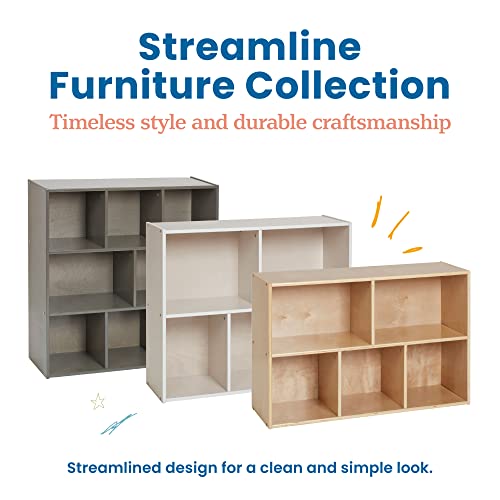 ECR4Kids Streamline 5-Compartment Storage Cabinet, 24in, Classroom Furniture, White Wash - color: White Wash