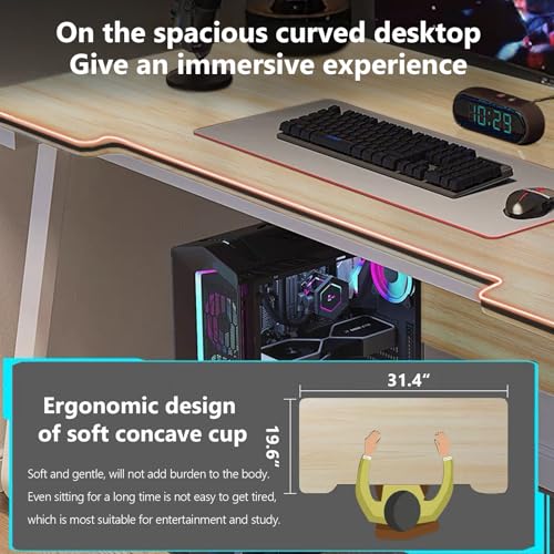 Gaming Desk Computer Writing Table Student Art Modren Simple Style PC Wood Suitable for Home, Office - color: Natural, size: 47.2*23.6