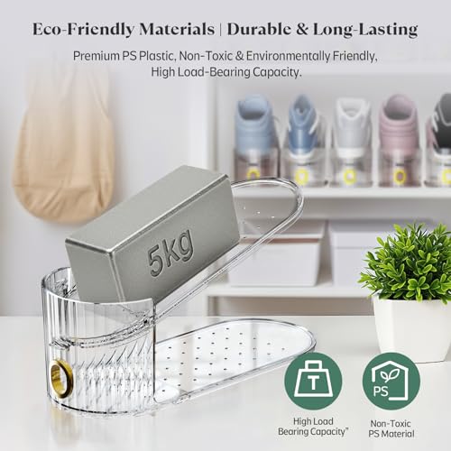 Clear 20 Pack Shoe Slot Organizer, Shoe Stacker Organizer Holders for A Pair of Shoes, Adjustable Thickening Double Layer 50% Shoe Space Saver Rack Storage for Closet (clear, 20 pack) - size: 20 Pack