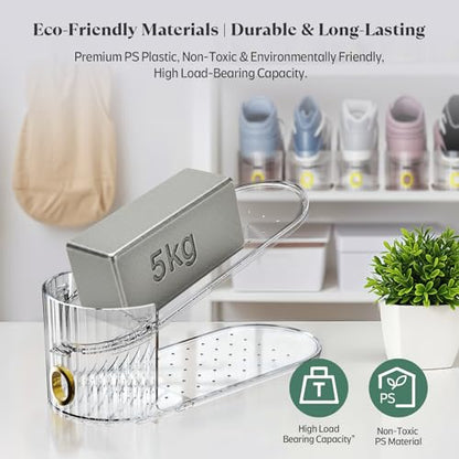 Clear 20 Pack Shoe Slot Organizer, Shoe Stacker Organizer Holders for A Pair of Shoes, Adjustable Thickening Double Layer 50% Shoe Space Saver Rack Storage for Closet (clear, 20 pack) - size: 20 Pack