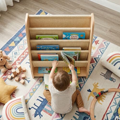 Perugina Wood Kids Bookshelf 5Tier(MapleWoodPattern) | DutchDesign Montessori Nursery Toddler Baby Book Shelf kidsroom - color: Maplewood Grainpattern