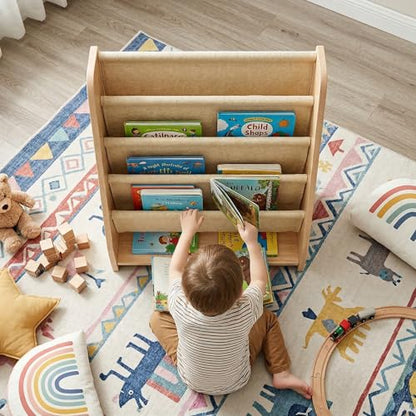 Perugina Wood Kids Bookshelf 5Tier(MapleWoodPattern) | DutchDesign Montessori Nursery Toddler Baby Book Shelf kidsroom - color: Maplewood Grainpattern