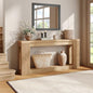 Maupvit Fluted Wooden Console Table with 2 Storage, 71 Inches Rectangular Entryway Table Behind The Couch, Farmhouse Boho Sofa Table for Entrance, Hallway, Living Room (Natural) - color: Natural