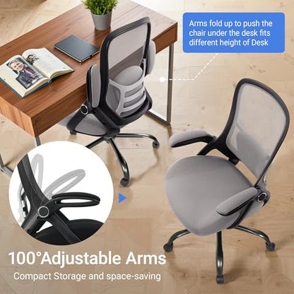 HYLONE 400lbs Heavy Duty Office Chair, 5" Thickened Seat Ergonomic Desk Chair with Adjustable Armrests, Home Office Computer Chairs for Long Hours Mesh Executive Chair(Dark Grey) - color: Black Frame & Grey, size: Thicken Cushion