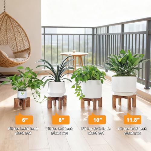 Vigordream Plant Stand, Indoor/Outdoor Wood Plant Holder, Single Flower Pot Stand, Sturdy Planter Stands, Fit 5-15 Inch Pots - size: Fit 5-15inch pots