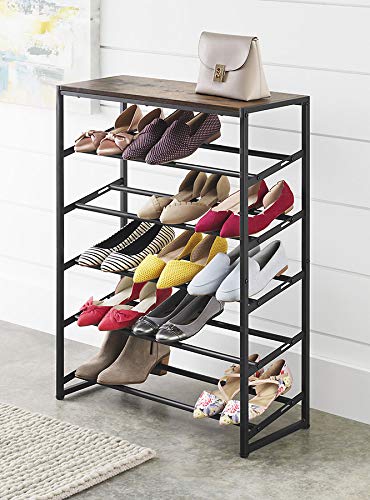 Whitmor Modern Industrial 5-Tier Shoe Rack, Black - color: 5 Tier,black