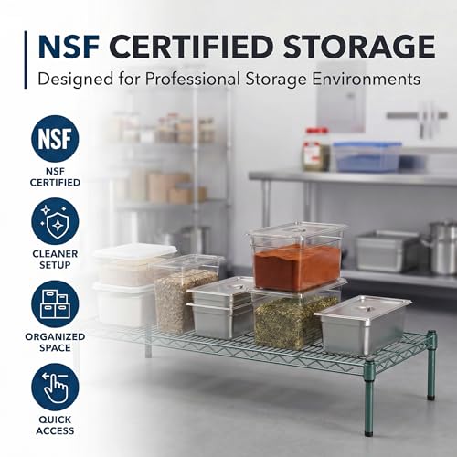 30" x 60" x 8" Green Epoxy Wire Storage Shelf, Dunnage Rack, Commercial 1 Tier Small Shelf - color: Green, size: 30"D x 60"W x 8"H