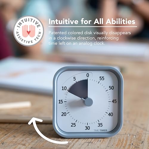 Time Timer MOD 60-Minute Visual Timer, Home Edition, Silent Operation, Study Tool for Homeschool and Office Use (Pale Shale) - color: Pale Shale, size: 3.47 Inch, style: Timer