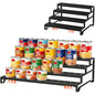Attelite 4 Tier Expandable Can Rack Organizer for Pantry, Adjustable 13"-21" Metal Soda Can Organizer, Pantry Organization Canned Food Storage Holder for Kitchen Cabinet Countertop, Black 1Pack - size: 4tier*1pack
