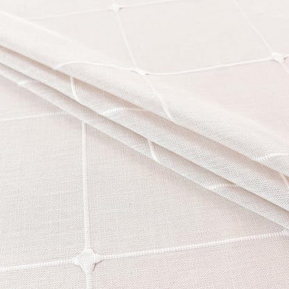 Plaid Round Tablecloth 60 Inch Cotton Linen Round Table Cloth - color: Off-white, size: 60" (Round)