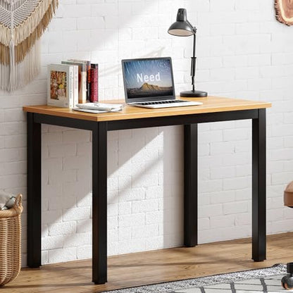 Need Small Computer Desk 31-1/2" Sturdy and Heavy Duty Writing Desk for Small Spaces and Small Desk Study Table Laptop Desk- AC3BB-80-40 - color: Teak & Black Frame, size: 31inch