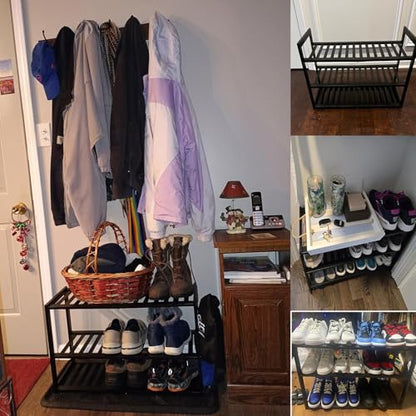 Jripae 3 Tier Bamboo Shoe Rack for Entryway Closet Bedroom Garage-27.5inch | 3 Tier Stackable Shoe Shelf Holder for Men/Women Hallway/Garage, Bookshelf, Flower Rack, Home Space Saving - size: 3-tier-short/27.5*10.5*17in