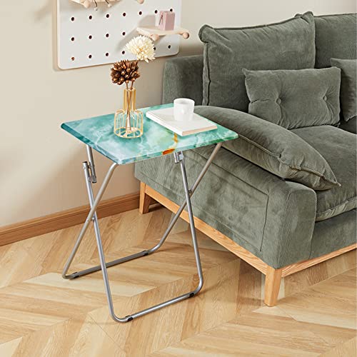 Folding TV Tray Table TV Dinner Table with Sturdy MDF Top,Eating Trays for Living Room with No Assembly Required 15 x 18.9 x 26 in(Sea Blue,1PC) - color: Sea Blue, size: 1pc