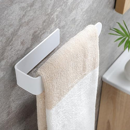 Taozun White Towel Rack Adhesive Hand Towel Holder Towel Bar Towel Ring | Durable Stainless Steel, Rust Free, No Drilling, For Bathroom/Kitchen/RV/Apartmen, Stick on Wall/Cabinet, 7.9 Inch - color: White, size: 8-inch