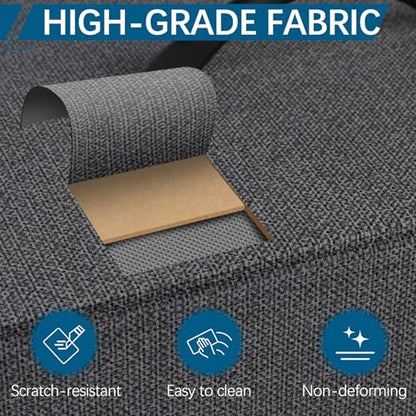 Small Dresser with 2 Drawers Fabric Nightstand for Bedroom Night Stand Bedside Table with Wood Top End Table for Small Space, Apartment, Hallway, Entryway, Metal Frame - color: Grey