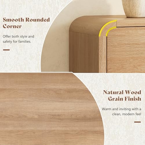 AMERLIFE 55" Modern Entryway Console Table with 2 Storage Drawers | Open Bottom Shelf, Wood Grain Finish, Rounded Edges, Long Sofa Table, Behind Couch, Hallway, Foyer, Living Room, Natural Oak - color: Natural Oak - Flat Panel, size: 55"