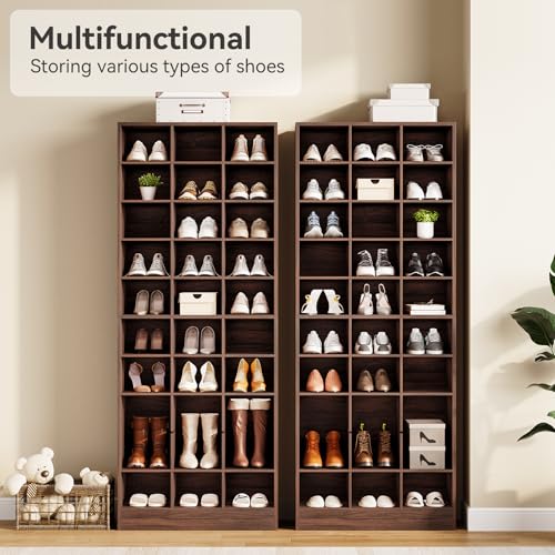 LITTLE TREE 70.9" Tall Shoe Rack, 10-Tier Freestanding Shelf, Max. Store 30 Pairs, Shoe Cabinet Organizer for Living Room, Entryway, Cloakroom, Brown - color: Brown