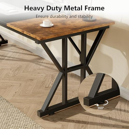 TVU Computer Desk, 55 inch Large Office Desk, Study Writing Table with Thicken Frame, Gaming Desk, Modern Simple Desk for Home Office, Rustic Brown/Black - color: Rustic Brown+black, size: 55inch