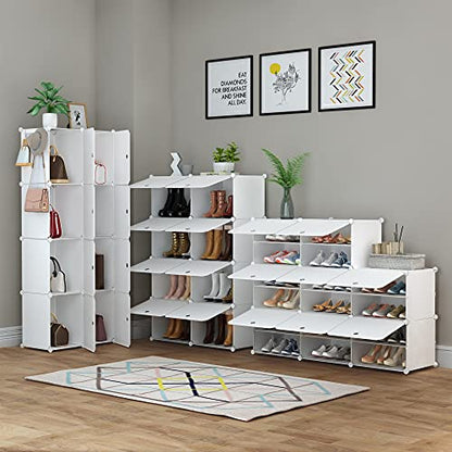 HOMIDEC Shoe Rack, 8 Tier Shoe Storage Cabinet 32 Pair Plastic Shoe Shelves Organizer for Closet Hallway Bedroom Entryway - color: White, style: 2 by 8
