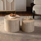 Nesting Coffee Table Set of 2, Modern Round Wooden Coffee Tables, Accent End Side Table for Small Space Living Room,Amber - color: Amber