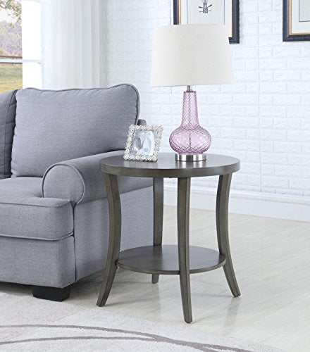 Roundhill Furniture Perth Contemporary Oval Shelf End Table, Gray - color: Grey