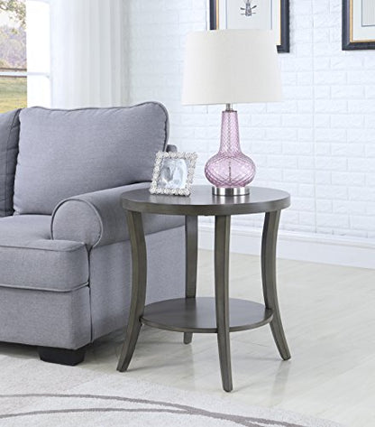 Roundhill Furniture Perth Contemporary Oval Shelf End Table, Gray - color: Grey