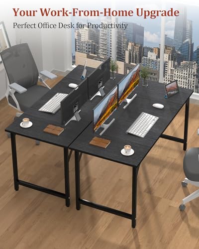 Computer Desk, 47.2" Office Desk, Extra Wide 23.62” Deep Desktop, 0.59” Thick Heavy-Duty Home Office Desks, Office Table with Steel Frame, Modern Wood PC Desk for Bedroom Study Writing Gaming Work