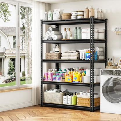 DurayLoly 5-Tier Storage Shelves, 1980LBS Adjustable Pantry Shelves, Metal Shelving Unit for Storage, Kitchen, Pantry, Closet, Laundry, Garage,72.06" H x 35.55" W x 11.81" D - size: 72.06"H × 35.55"W × 11.81"D