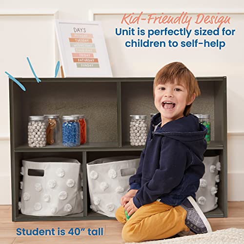 ECR4Kids Streamline 5-Compartment Single-Sided Storage Cabinet, 24in, Kids Furniture, Grey Wash - color: Grey Wash