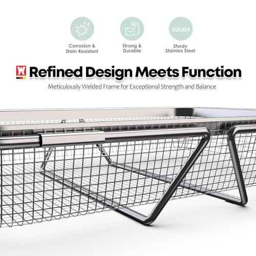 WAGENSTEIGER Extendable Dish Rack with Feet, Vegetable Colander Basket, Stainless Steel Dish or Silverware Drying Rack, Ultimate Kitchen Organizer Over the Sink (12.99 x 9.65 x 2.76 Inches) - size: 12.99 x 9.65 x 2.76 Inches