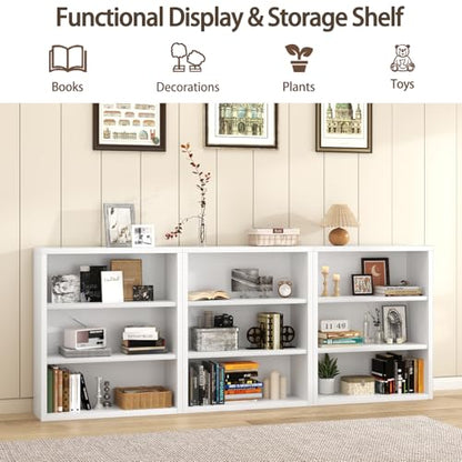 furtble 3-Tier Bookshelf, 36.4''H Wood Bookcase with Closed Back, Sturdy Modern Display Storage Shelf for Living Room, Home Office, or Study, White - size: 3-Tier-30.7W