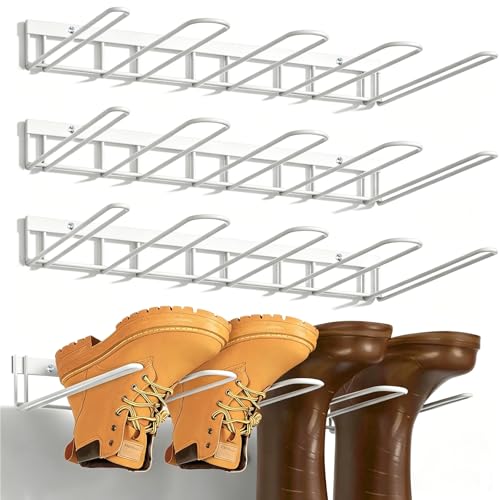 Boot Rack - 8-Pair Wader Hangers Wall Mount Cowboy Boot Hangers - Wall Boots Holder Storage Organizer for Closet, Entryway, Indoor, Garage 4 Pack,White - color: Bright White