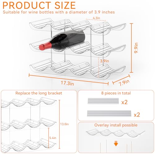 Yieach 3 Tier Stackable Wine Racks Countertop,Sturdy and Durable Wine Rack Free Standing Floor for Inside Cabinet,Clear Water Bottle Organizer and Wine Storage Racks Holder for Pantry,Table,Kitchen - size: 3 Pack-Hold 12 Bottle
