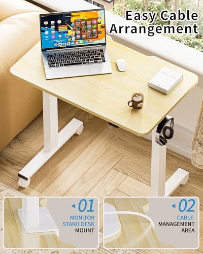 Okin Electric Standing Desk 31.5x19.7 Inches Small Computer Desk-Whole Piece Stand up Desk with Wheels Gaming Rolling Home Office Desks, Oak - color: Oak+casters, size: 31.5 Inch