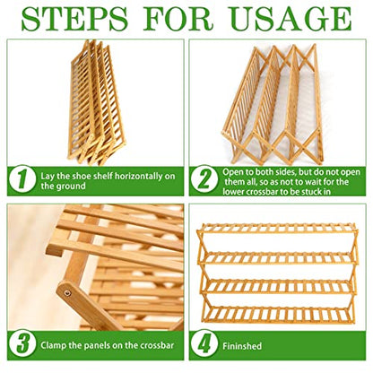 Choclaif Free Standing Shoe Racks for Closet, Shoe Shelf Bamboo Shoe Rack for Bedroom, Entryway Hallway Closet Living Room Organizer（4 Tier） - size: 4 Tier