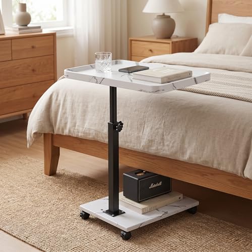 C Table End Table Adjustable Height, 360°Swivel TV Tray Table Couch Tables C Shaped Side Tables Living Room and Bedroom for Sofa, Bed,Chair (Black) - color: Black