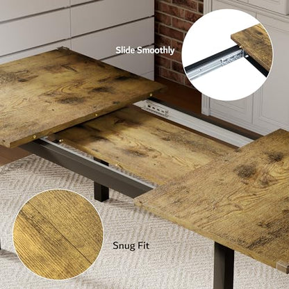 iPormis 7-Piece Dining Table & Chairs Set for 4-6, 63" Extendable Kitchen Table with 6 Chairs, Dining Room Table with MDF Board & Metal Frame, Perfect for Small Space,Easy Assembly, Rustic Brown - color: Rustic Brown