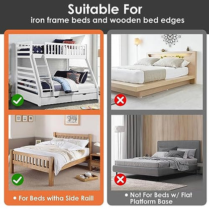 Foldable Bedside Shelf, Bunk Bed Tray for Side Raill, Wood & Steel | Folding bedside tray for 0.6"-2.36" rails, No drilling, 40LBS, Space saver for dorms