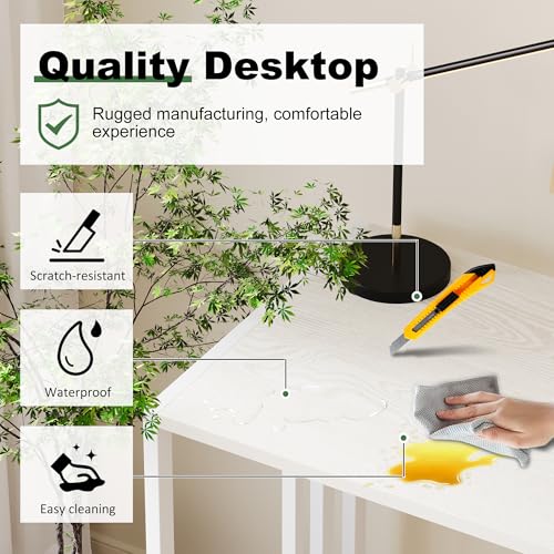 Lutown-Teen 35 inch Small Folding Desk, Writing Gaming Computer Camping Desk for Small Spaces, No Assembly Required Home Office Table, Natural and White - color: Natural and White, size: 35 Inch