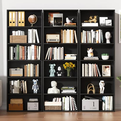 Shintenchi Bookshelf,6-Tier Open Bookcase and Bookshelves,6 Shelf Display Storage Shelves Floor Standing 70.6 inches Tall Bookcase for Home Office, Living Room (Black) - color: Black