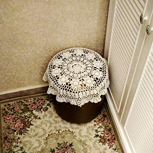 Damanni Beige Cotton Handmade Crochet Lace Tablecloth Doilies Table Overlay,Round,23 Inch,2PC - size: Beige-2pc-23 Inch